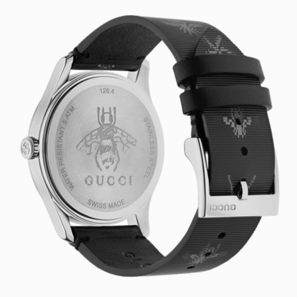Authentic New GUCCI G-Timeless Bee and Star Motif Black Dial Leather Strap main image 7